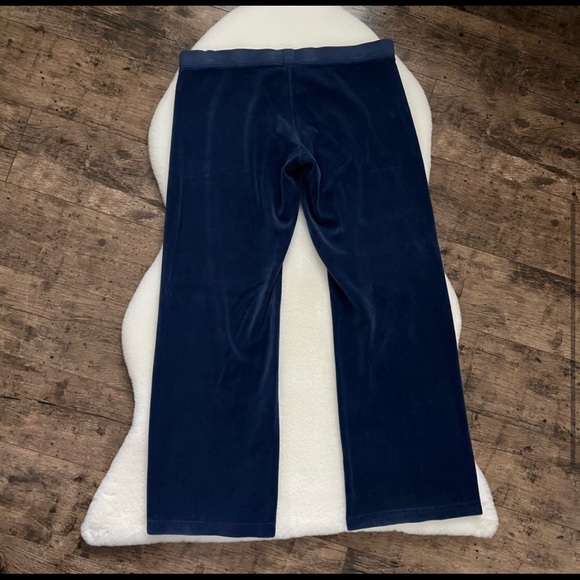 Vintage Juicy Couture Low Rise Velour Wide Leg Track Pants M Blue - Picture 2 of 11